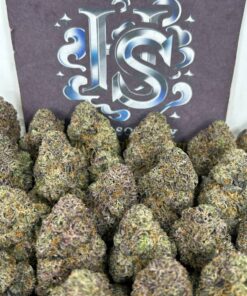 Cherry Sapphire premium cannabis flower with dense frosty buds available at High Society Dispensary.