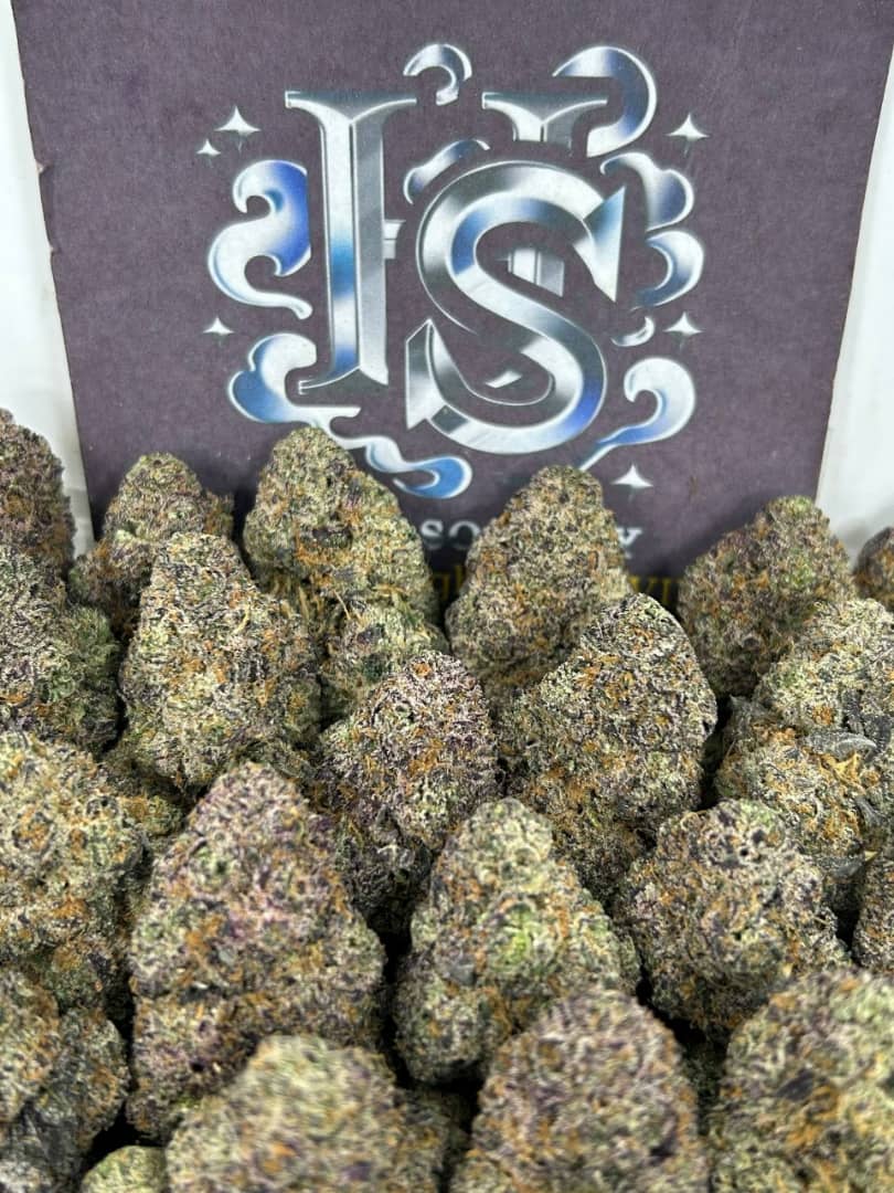 Cherry Sapphire premium cannabis flower with dense frosty buds available at High Society Dispensary.